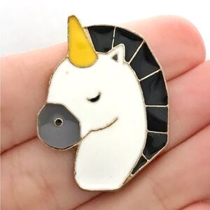 Unicorn Enamel Pin with Yellow Horn